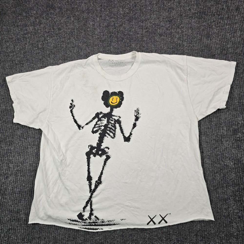 Cactus Plant Flea Market Shirt Mens XL White Skeleton Smiley Face Graphic Tee‎